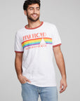 Pink Floyd Rainbow Dark Side of the Moon Color Blocked Crew Ringer Tee MENS chaserbrand