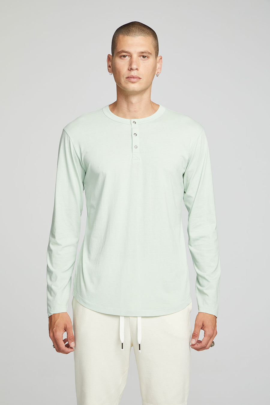 Long Sleeve Button Up Henley - Subtle Green MENS chaserbrand