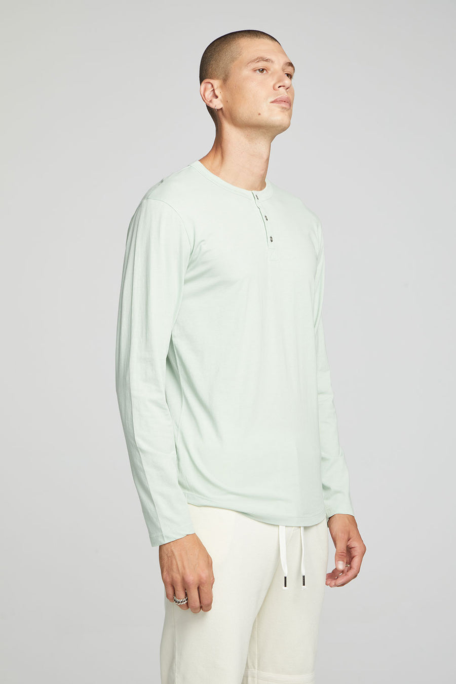 Long Sleeve Button Up Henley - Subtle Green MENS chaserbrand