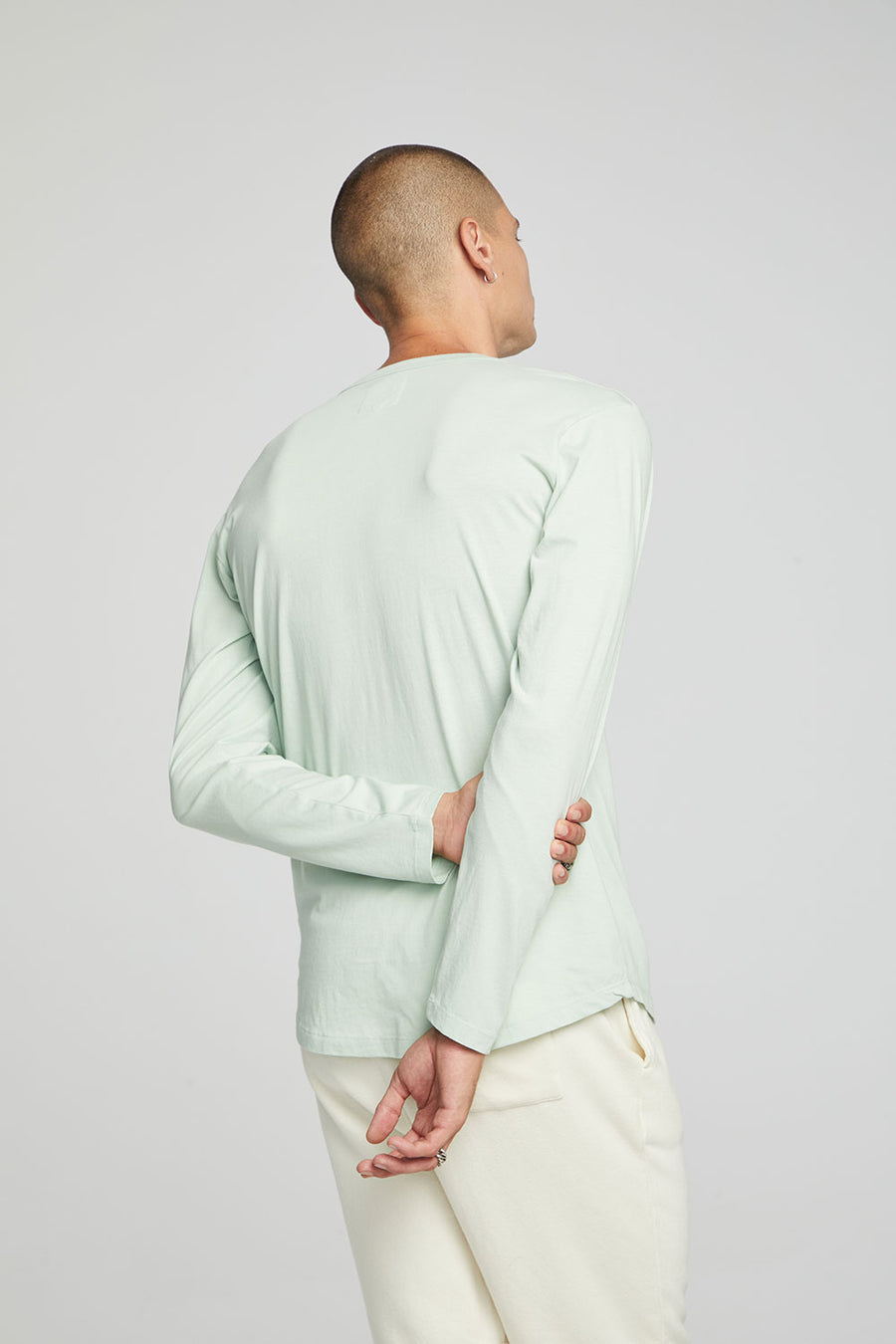 Long Sleeve Button Up Henley - Subtle Green MENS chaserbrand