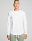 Long Sleeve Button Up Henley - White MENS chaserbrand