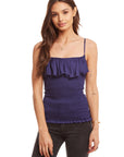 Silky Basics Smocked Ruffle Cropped Cami WOMENS - chaserbrand