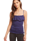 Silky Basics Smocked Ruffle Cropped Cami WOMENS - chaserbrand