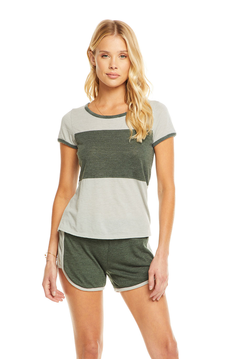 Blocked Jersey S/S Open Neck Football Tee WOMENS - chaserbrand