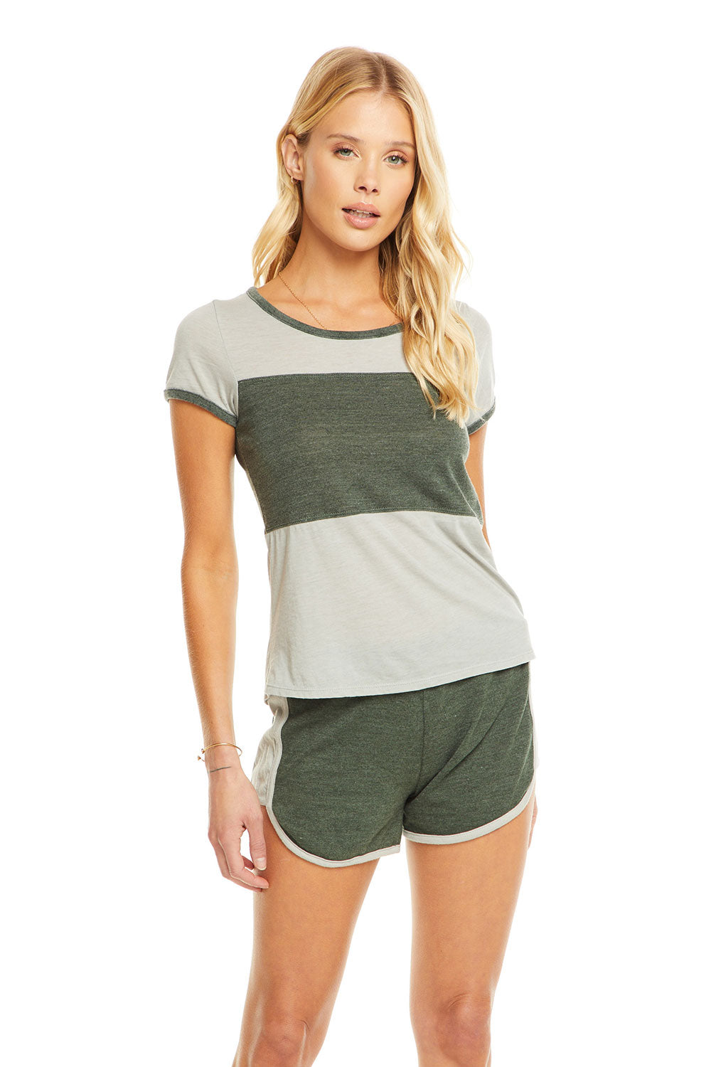 Blocked Jersey S/S Open Neck Football Tee WOMENS - chaserbrand