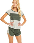 Blocked Jersey S/S Open Neck Football Tee WOMENS - chaserbrand