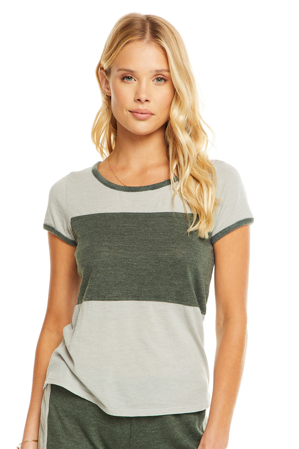 Blocked Jersey S/S Open Neck Football Tee WOMENS - chaserbrand