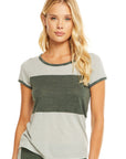 Blocked Jersey S/S Open Neck Football Tee WOMENS - chaserbrand