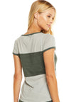 Blocked Jersey S/S Open Neck Football Tee WOMENS - chaserbrand