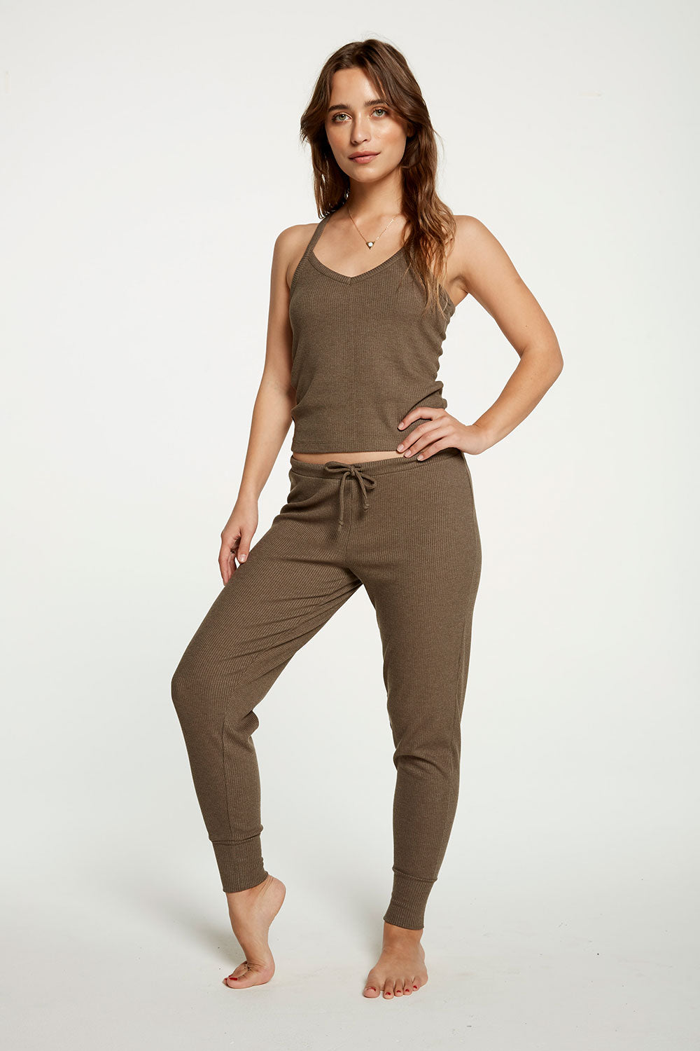 Cozy Rib Cropped Double V Cami WOMENS - chaserbrand