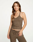 Cozy Rib Cropped Double V Cami WOMENS - chaserbrand