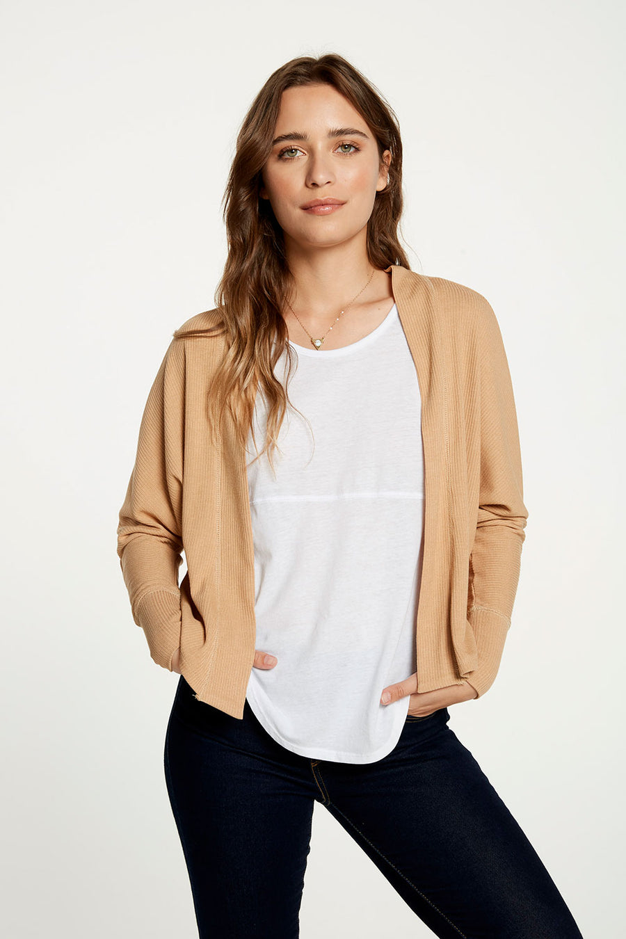 Cozy Rib Drop Shoulder Open Cardigan WOMENS - chaserbrand