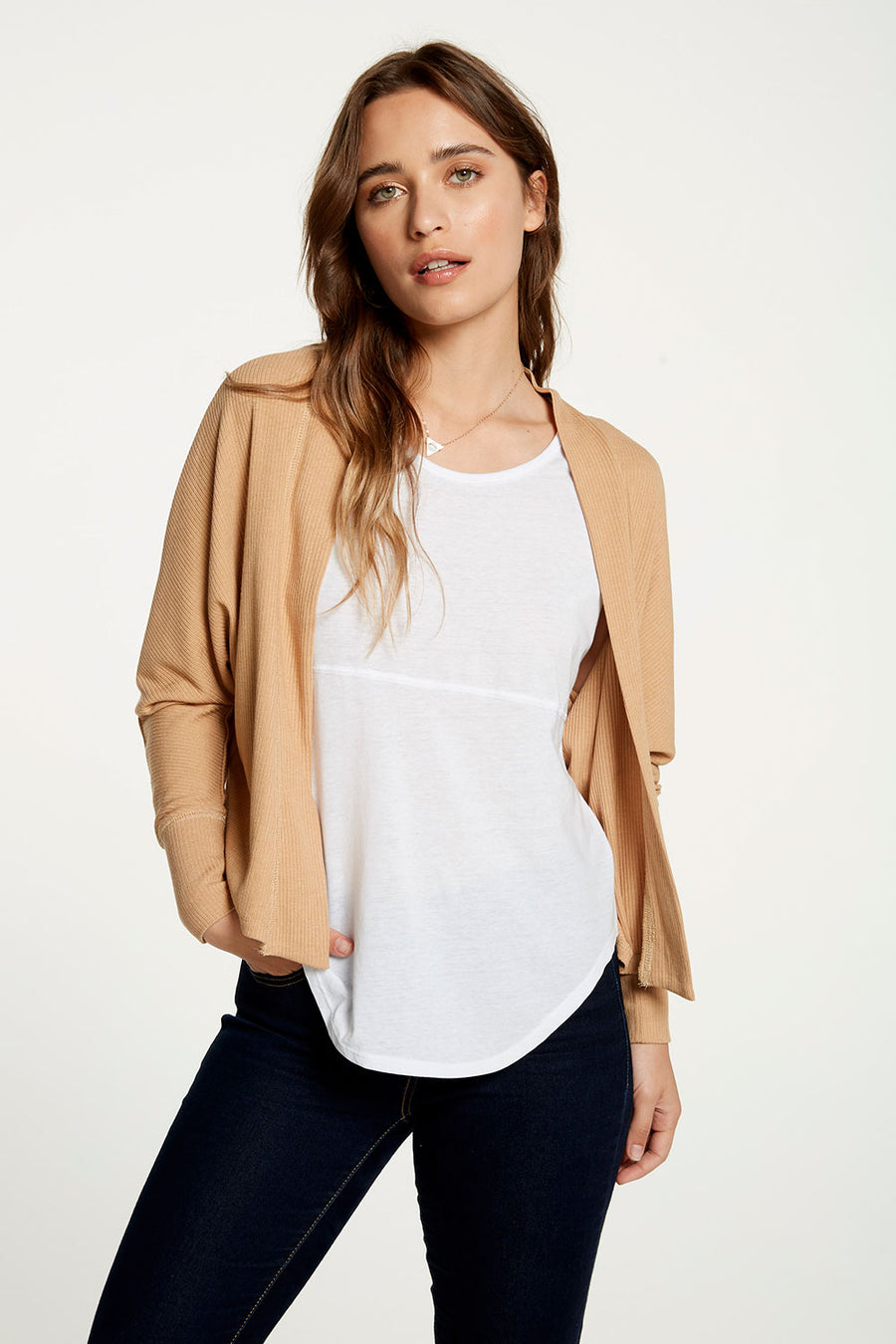 Cozy Rib Drop Shoulder Open Cardigan WOMENS - chaserbrand