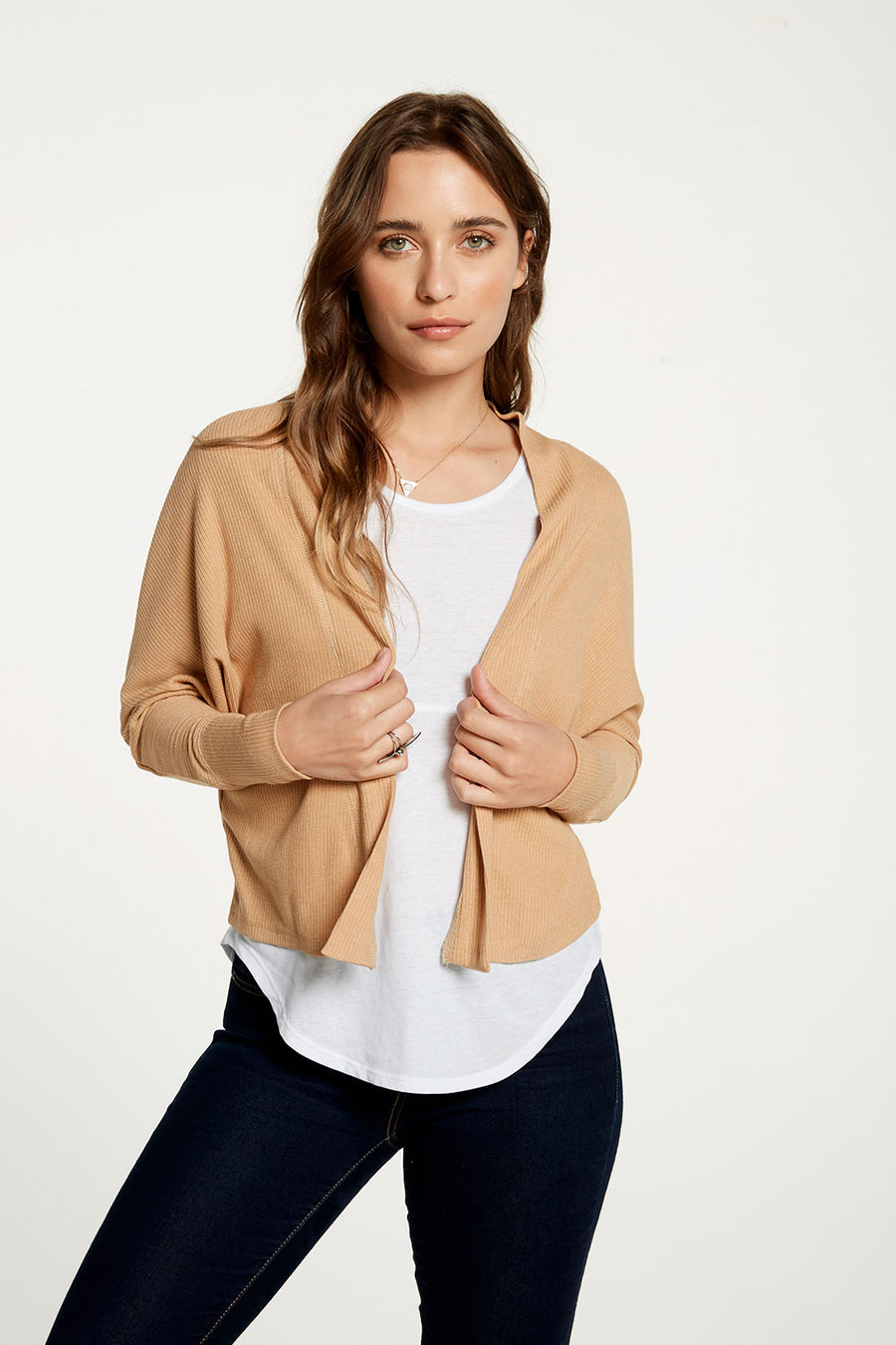 Cozy Rib Drop Shoulder Open Cardigan WOMENS - chaserbrand