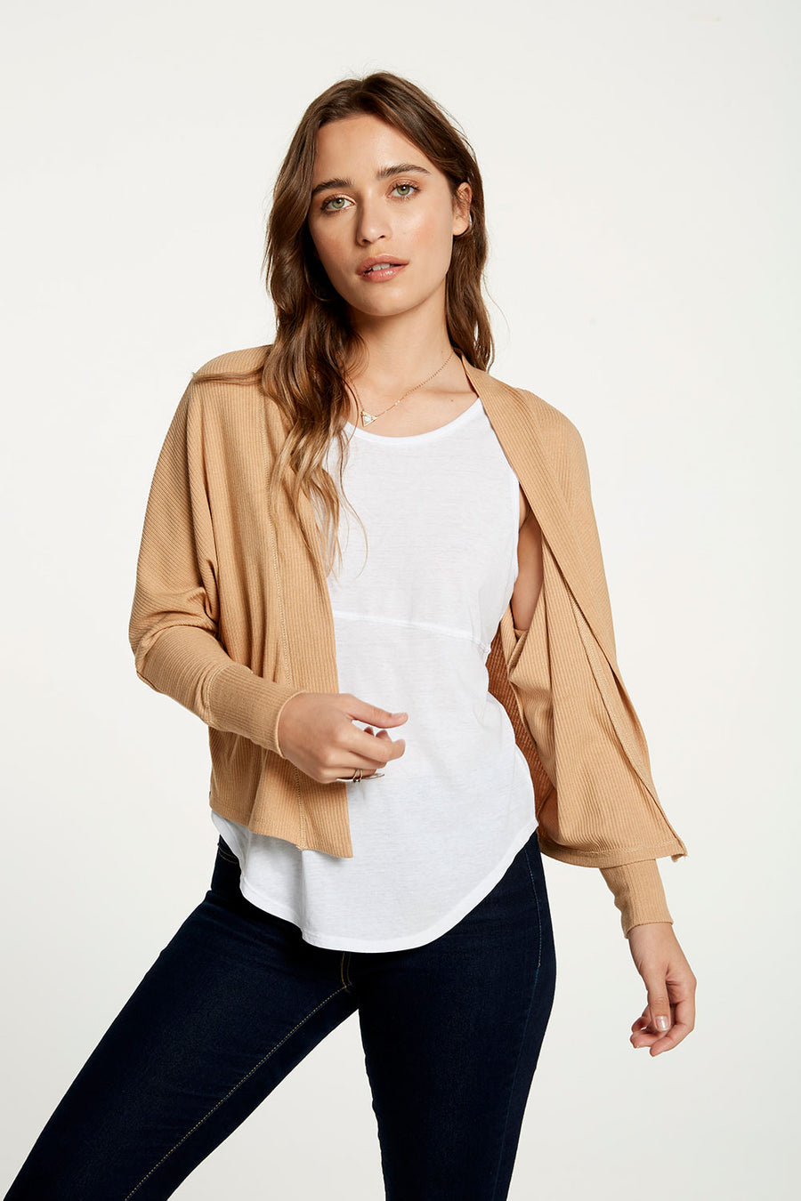 Cozy Rib Drop Shoulder Open Cardigan WOMENS - chaserbrand