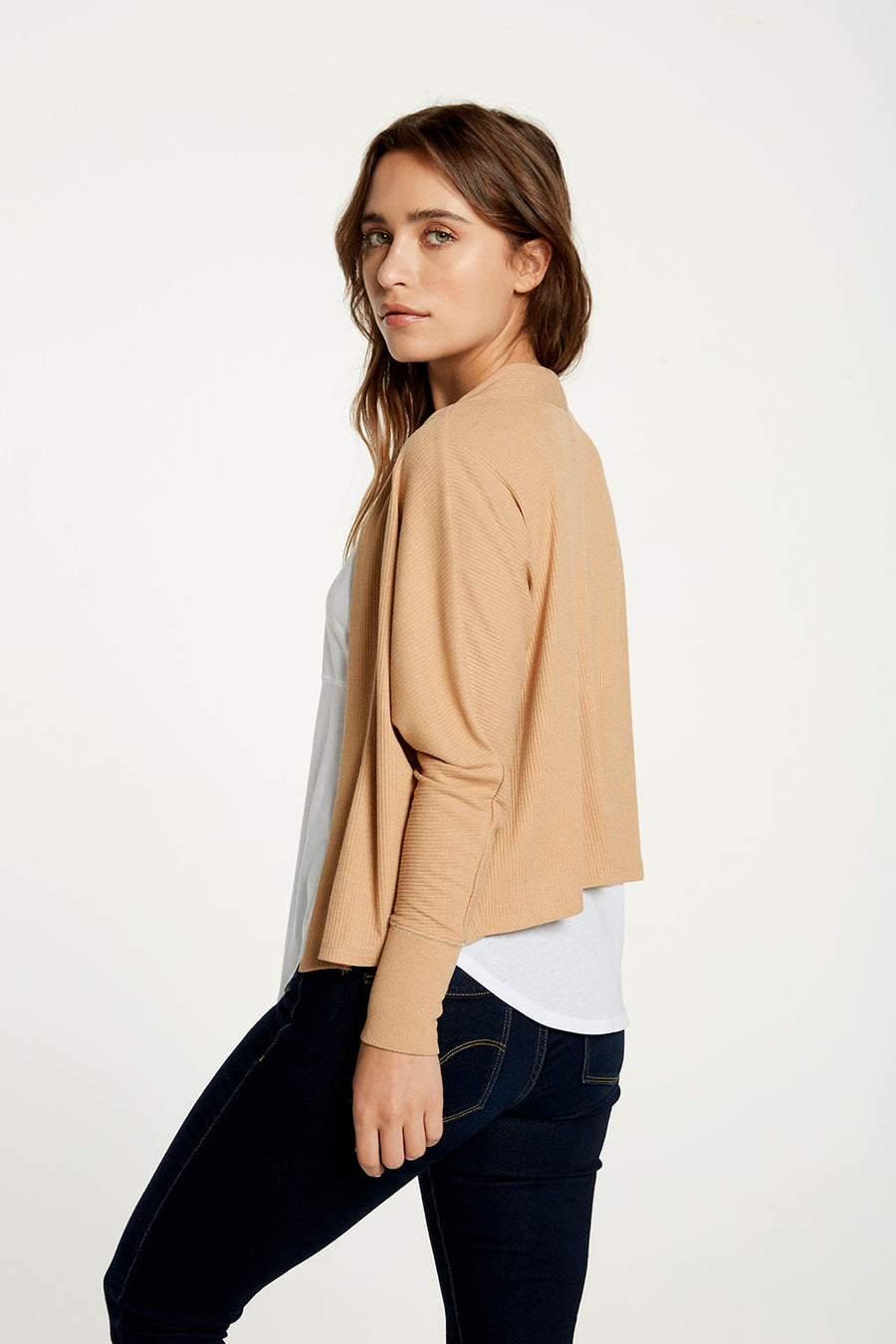 Cozy Rib Drop Shoulder Open Cardigan WOMENS - chaserbrand