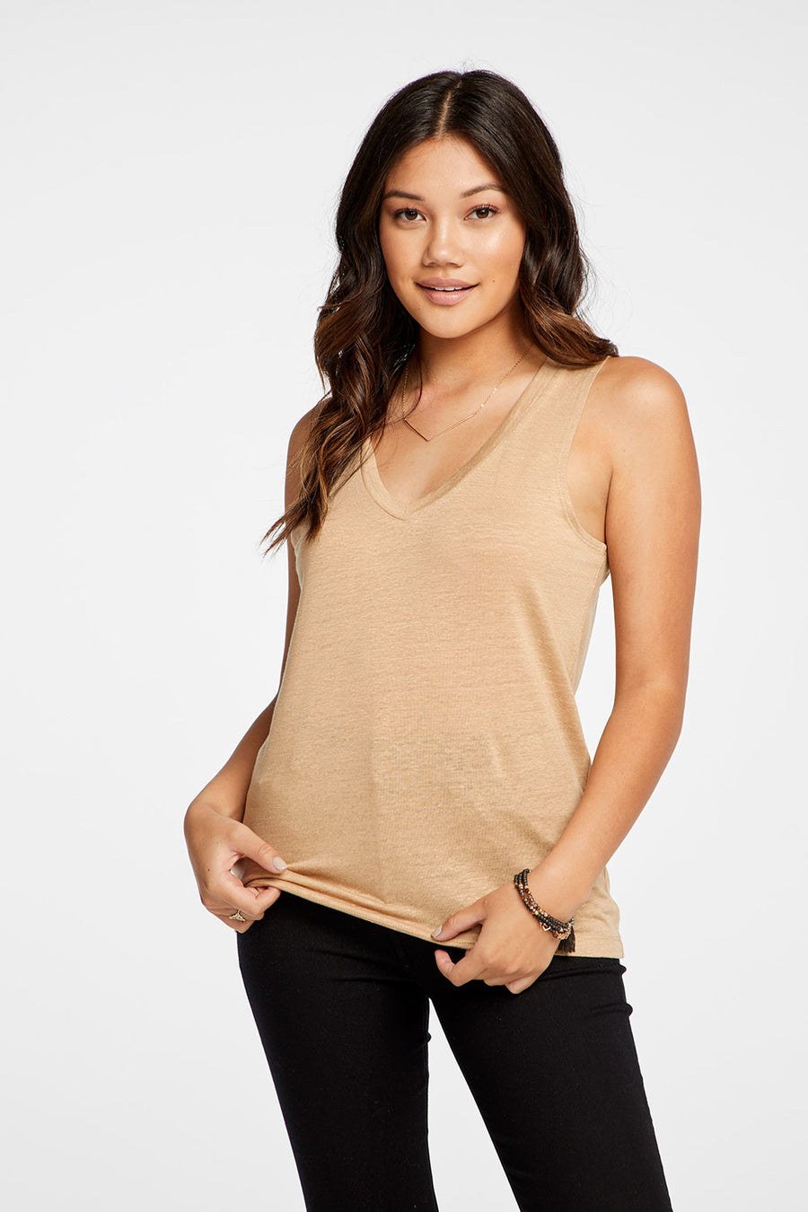 Linen Jersey V Neck Muscle Tank WOMENS - chaserbrand