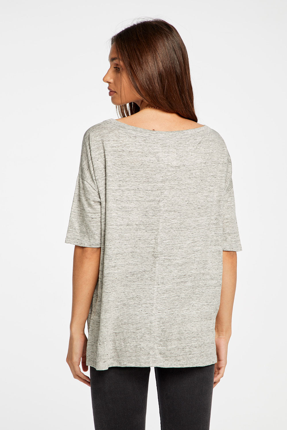 Linen Jersey Cropped Short Sleeve Boxy Hi Lo Tee WOMENS - chaserbrand