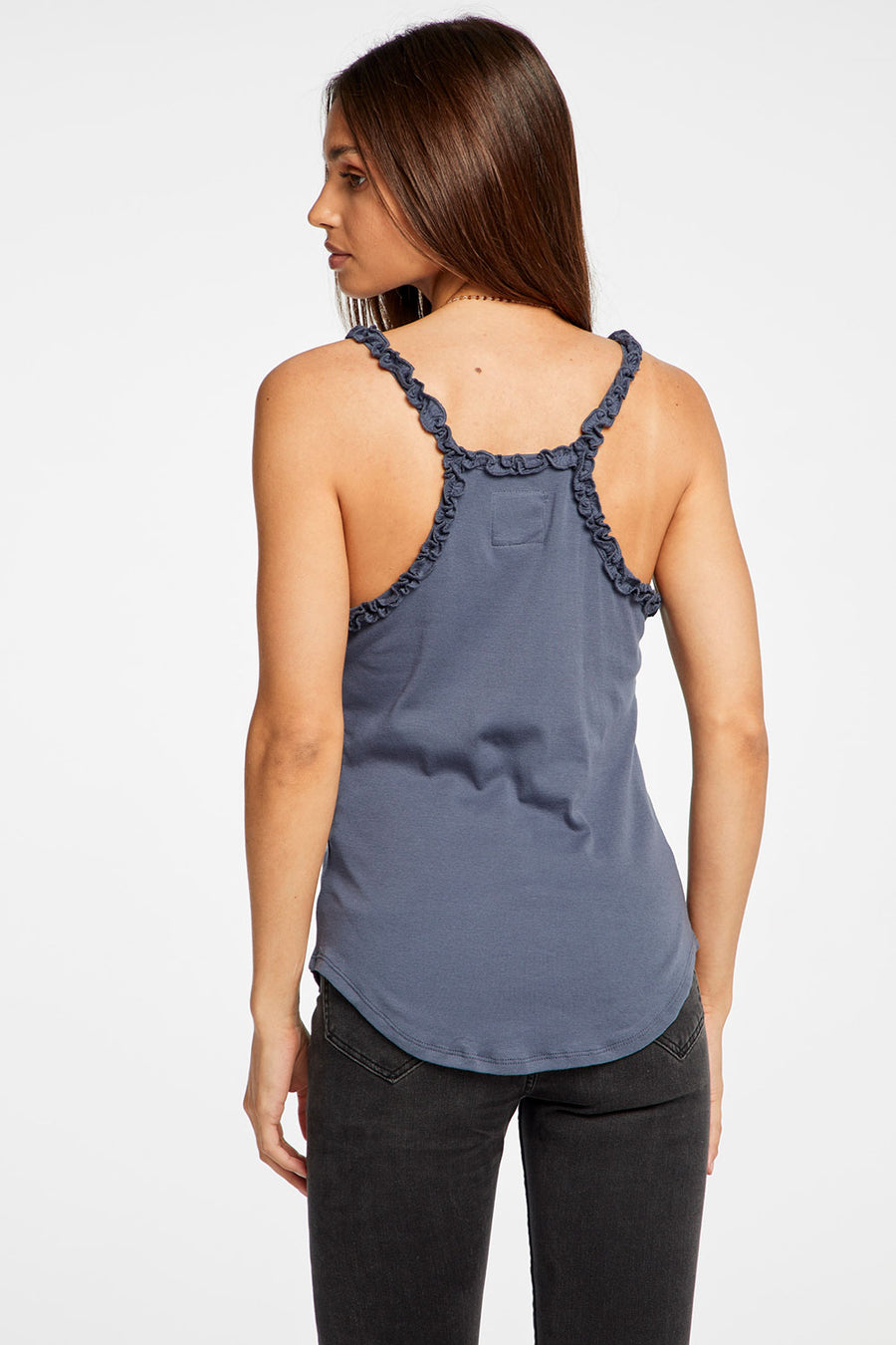 Baby Rib V Neck Racerback Ruffle Tank WOMENS - chaserbrand