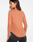 Slub Jersey Long Sleeve Seamed Tee in Sunkissed Brown WOMENS - chaserbrand