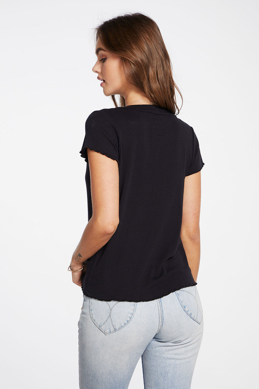 Baby Rib Short Sleeve Cropped Henley Tee WOMENS - chaserbrand