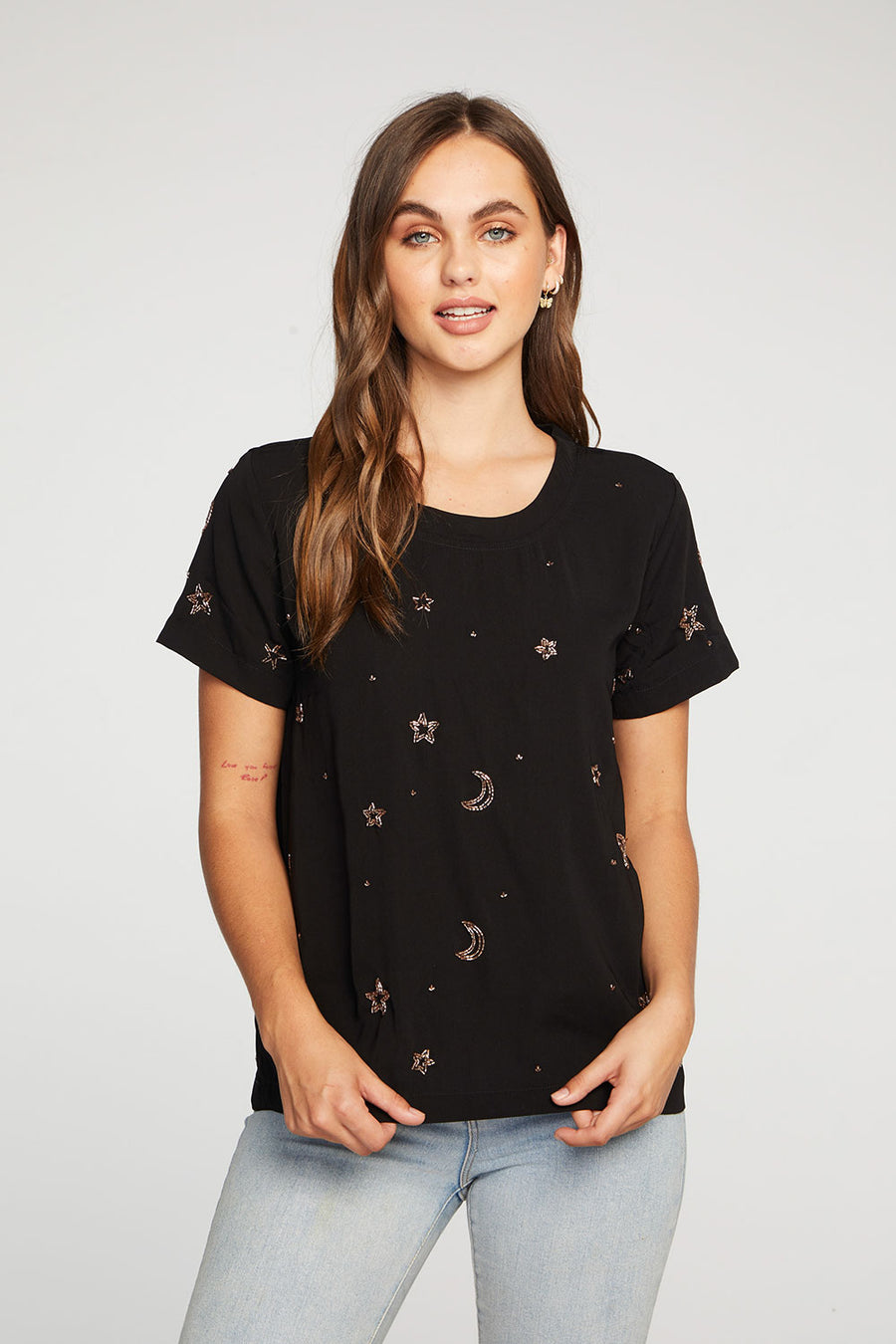 Beaded Stars Short Sleeve Beaded Easy Tee WOMENS - chaserbrand