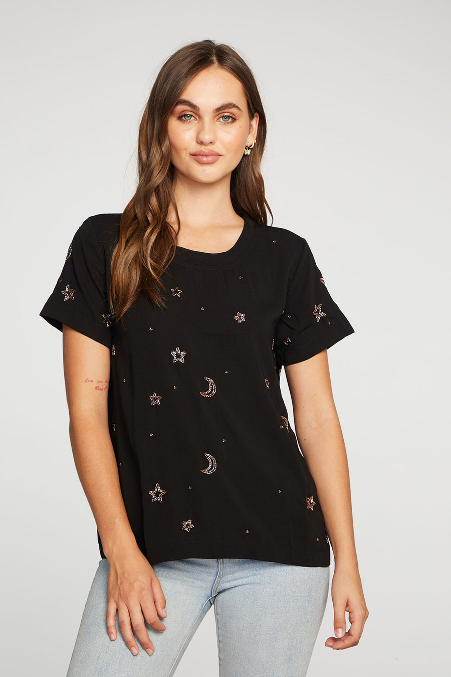 Beaded Stars Short Sleeve Beaded Easy Tee WOMENS - chaserbrand