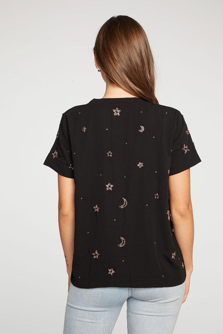 Beaded Stars Short Sleeve Beaded Easy Tee WOMENS - chaserbrand