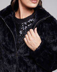 Sequin Faux Fur Puff Sleeve Jacket WOMENS chaserbrand