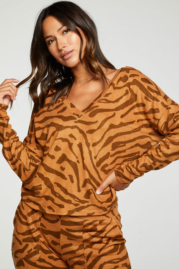 RPET Bliss Knit Long Sleeve Double V Pullover Recycled - chaserbrand