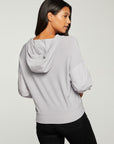 RPET Cozy Knit Mixed Poplin Blouson Sleeve Pullover WOMENS - chaserbrand