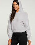 RPET Cozy Knit Mixed Poplin Blouson Sleeve Pullover WOMENS - chaserbrand