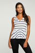 Linen Jersey Ruffle Peplum Double V Tank WOMENS - chaserbrand