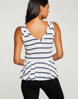 Linen Jersey Ruffle Peplum Double V Tank WOMENS - chaserbrand