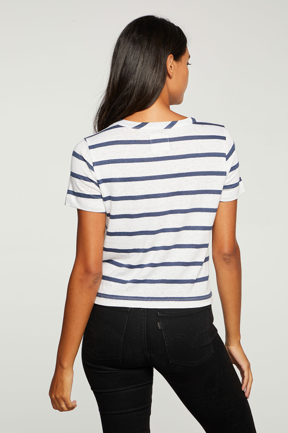 Linen Jersey Cropped Short Sleeve Tie Front Tee WOMENS - chaserbrand
