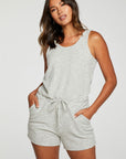 Poor Boy Rib Double Scoop Tank Romper WOMENS - chaserbrand