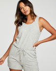 Poor Boy Rib Double Scoop Tank Romper WOMENS - chaserbrand