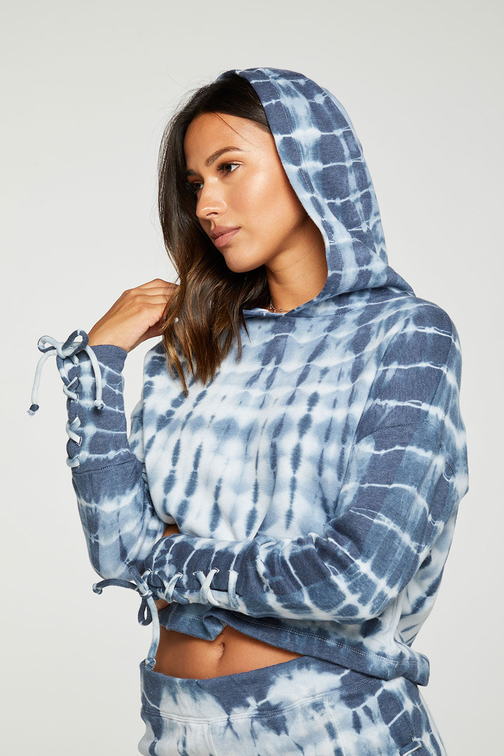 Cashmere Fleece Lace Up Sleeve Pullover Hoodie WOMENS - chaserbrand