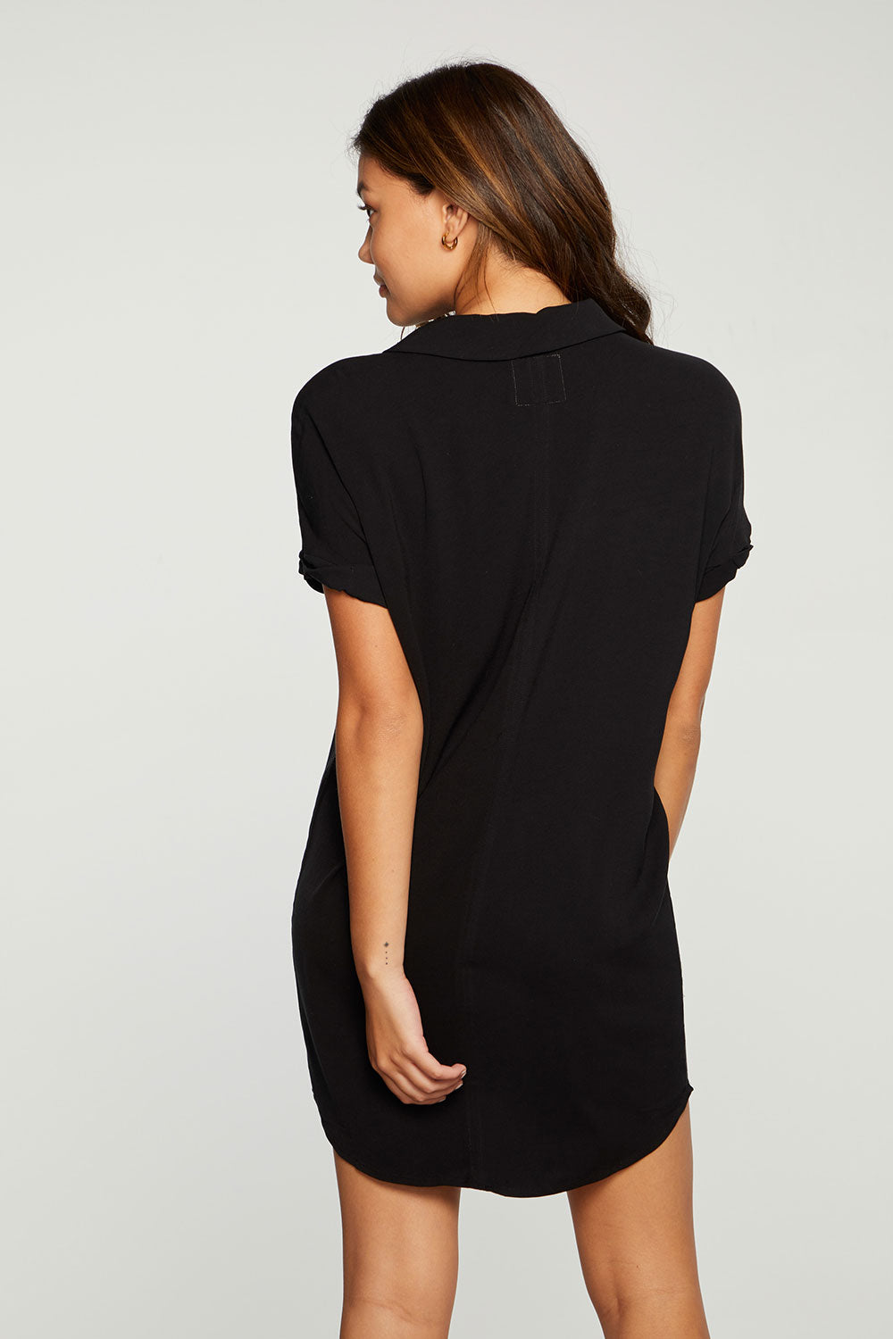 Heirloom Wovens Rolled Short Sleeve Button Down Mini Dress WOMENS - chaserbrand