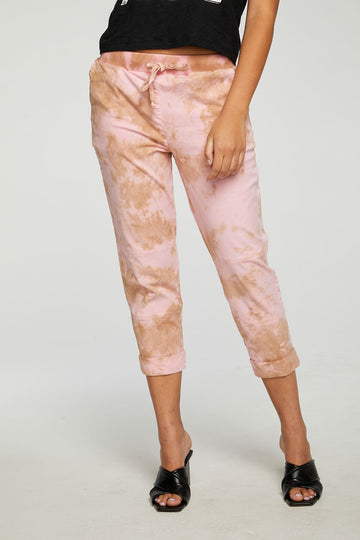 Stretch Twill Cropped Roll Hem Paneled Jogger WOMENS - chaserbrand