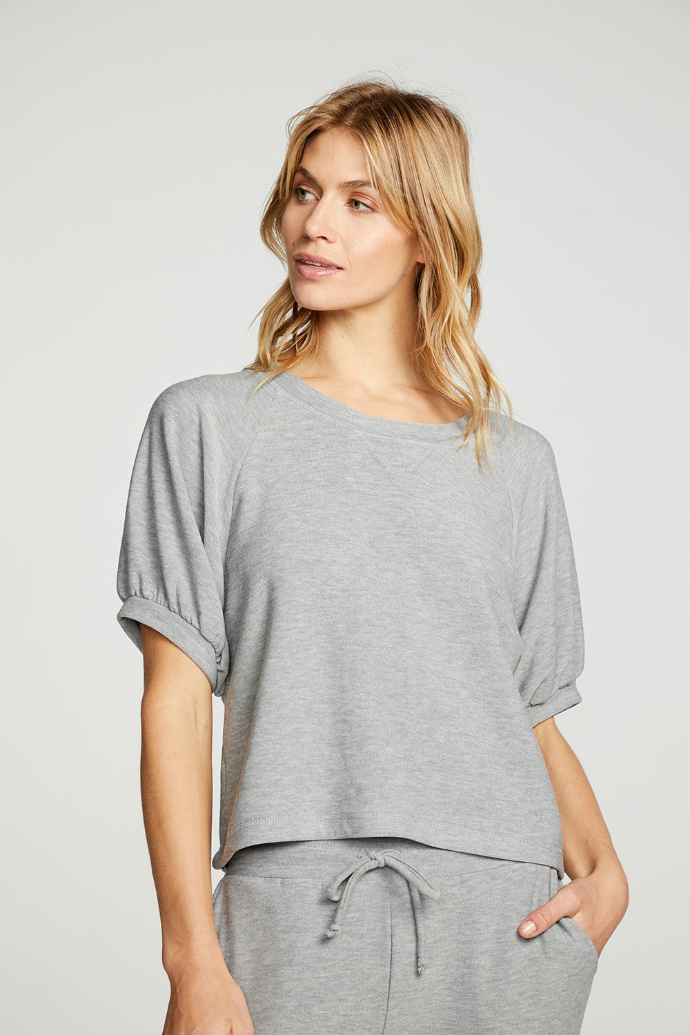 rPET Cozy Knit Blouson Short Sleeve Raglan Pullover WOMENS - chaserbrand