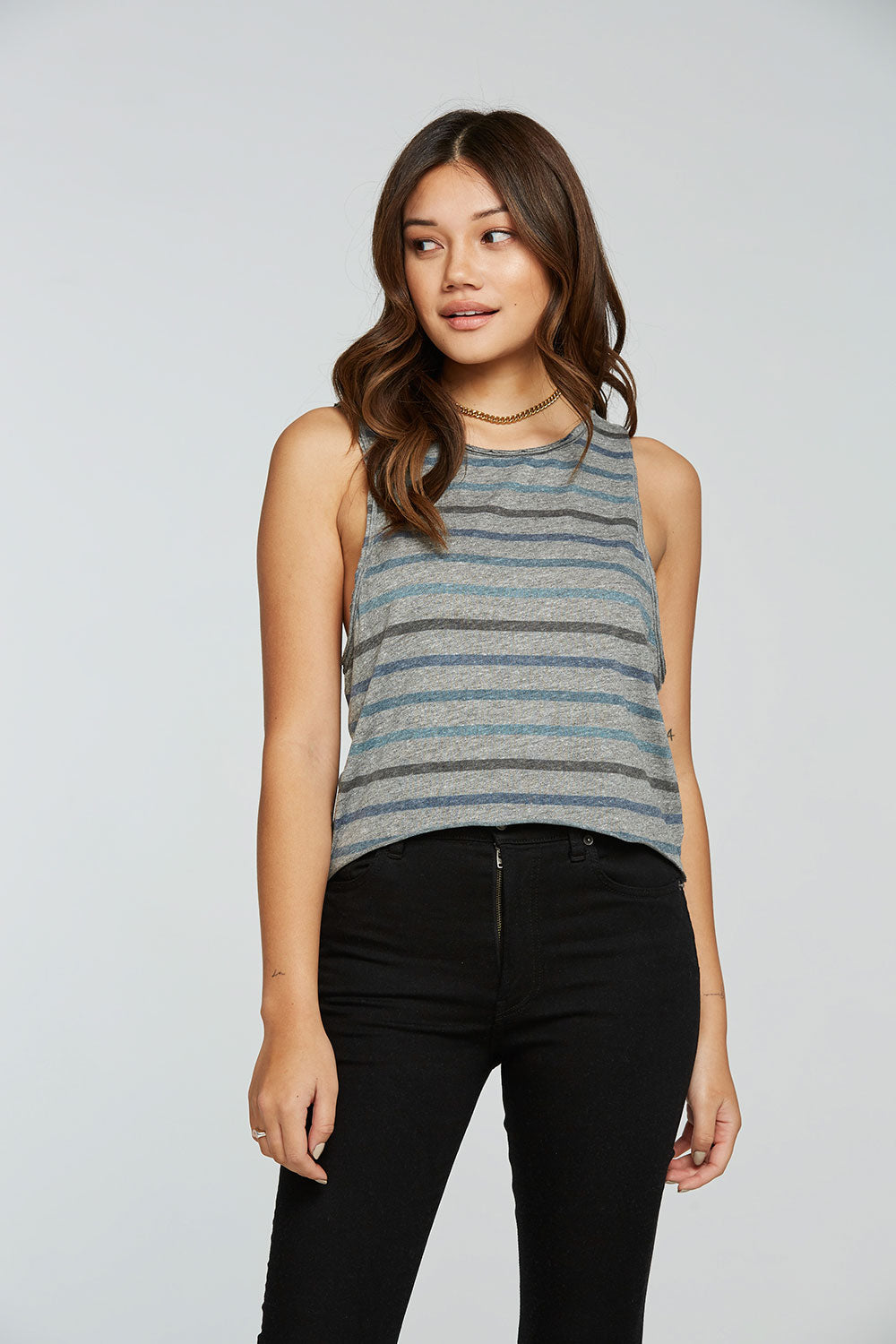 Triblend Jersey Cropped Dropped Armhole Hi Lo Racerback Tank WOMENS - chaserbrand