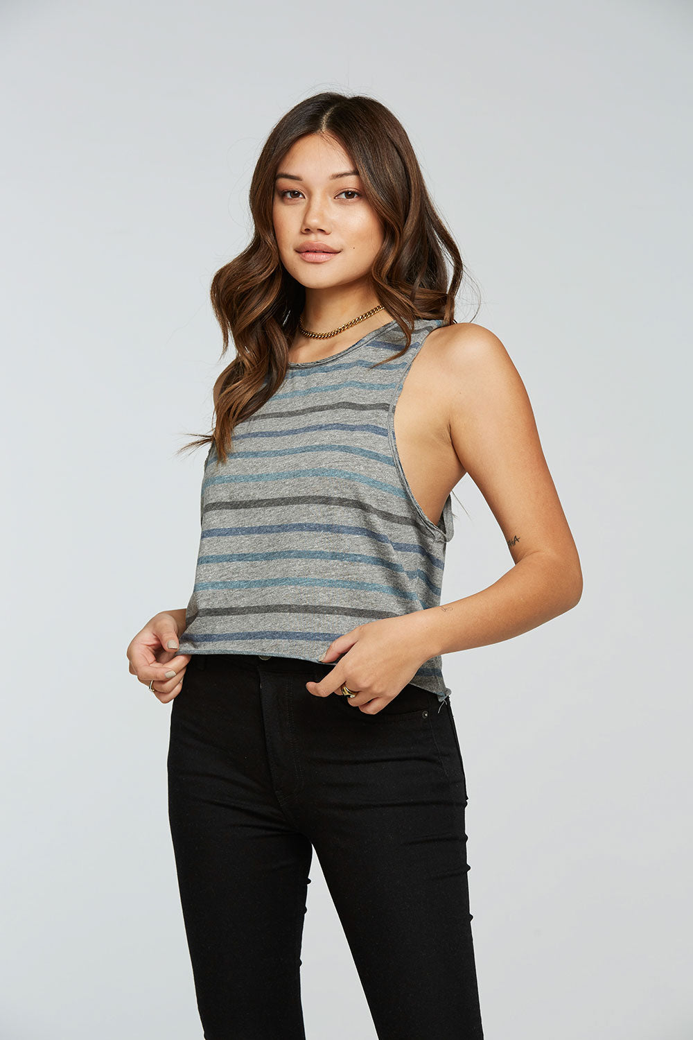 Triblend Jersey Cropped Dropped Armhole Hi Lo Racerback Tank WOMENS - chaserbrand
