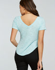 Slub Jersey Short Sleeve Double V Neck Shirttail Tee WOMENS - chaserbrand