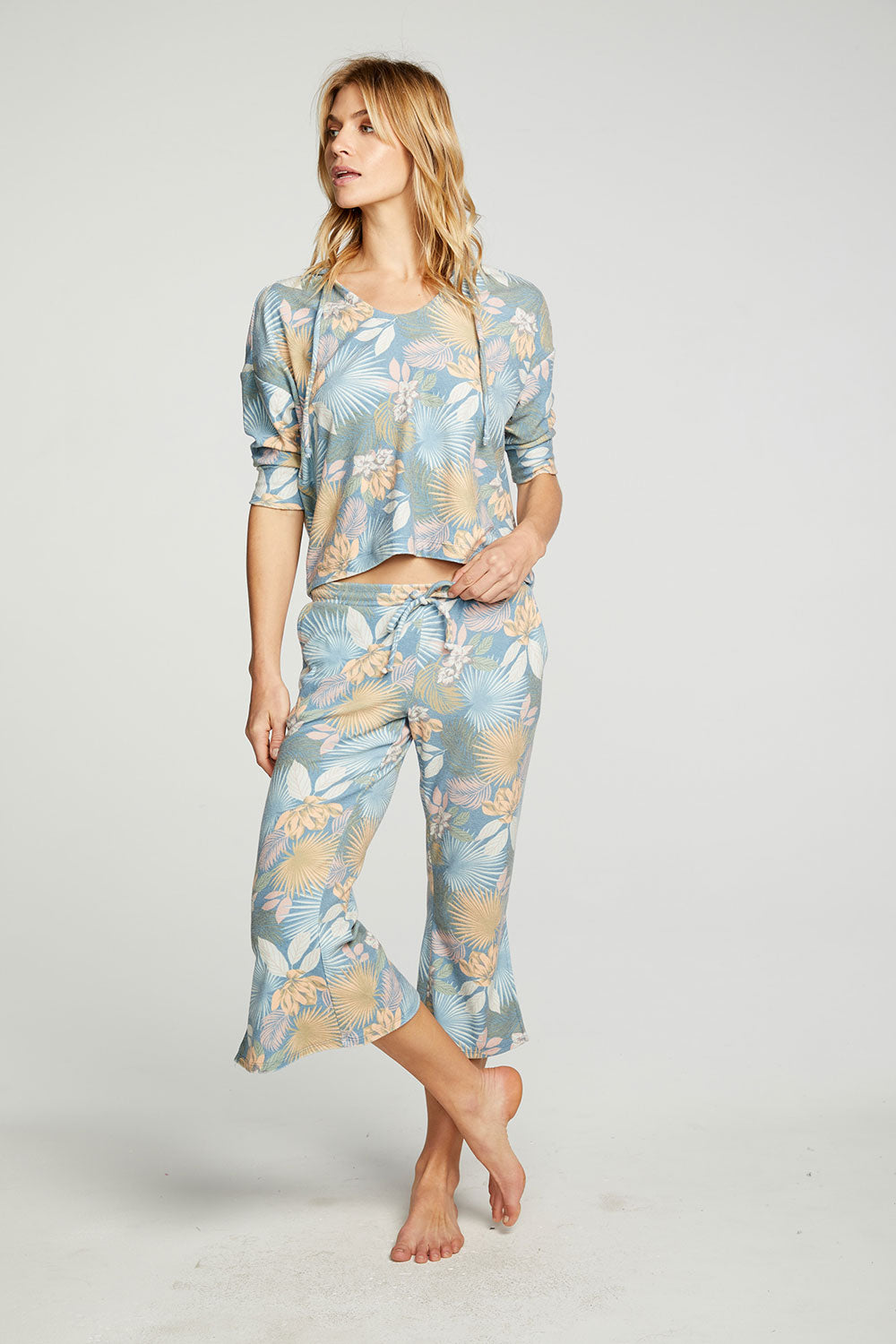 Terry Cloth Cropped Slit Side Kick Flare Lounge Pant WOMENS - chaserbrand