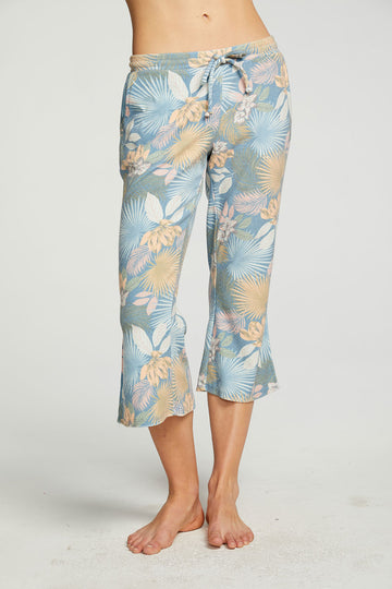 Terry Cloth Cropped Slit Side Kick Flare Lounge Pant WOMENS - chaserbrand