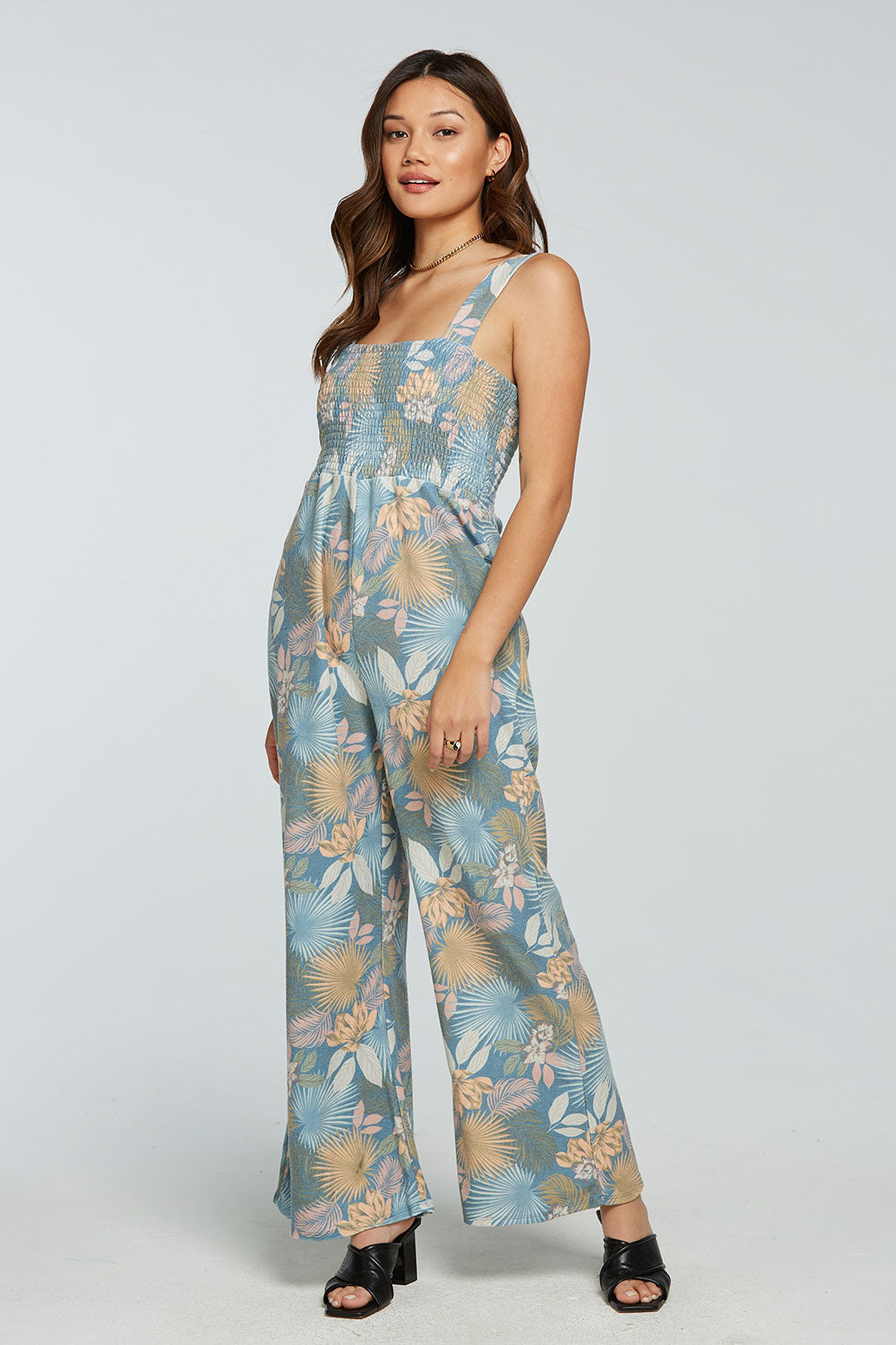 Terry Cloth Smocked Wide Leg Jumpsuit WOMENS - chaserbrand