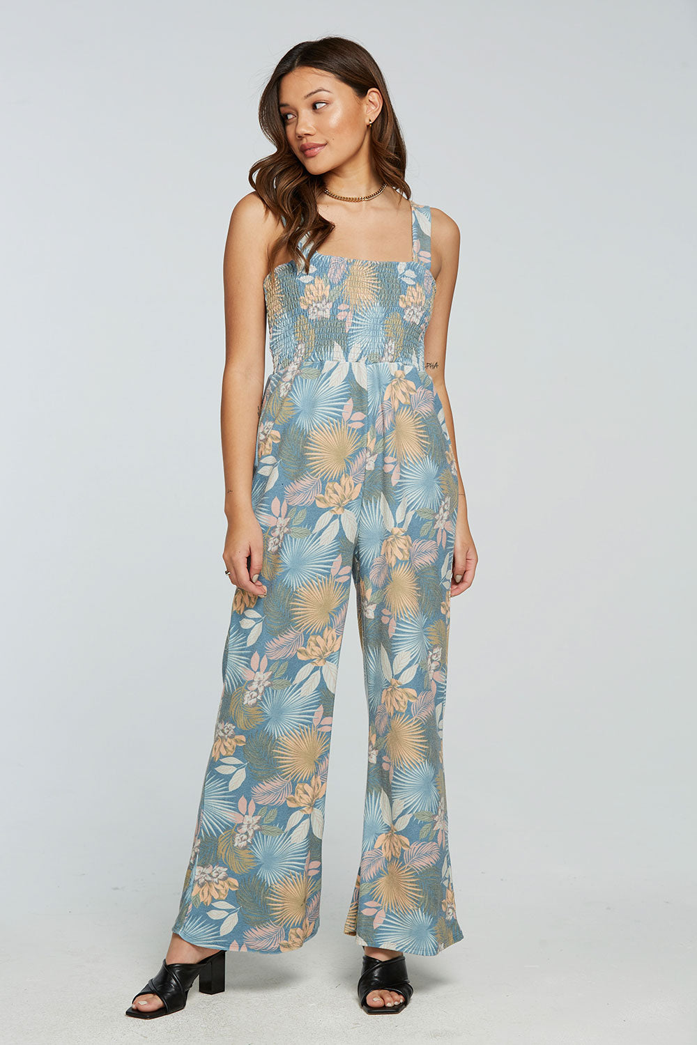 Terry Cloth Smocked Wide Leg Jumpsuit WOMENS - chaserbrand