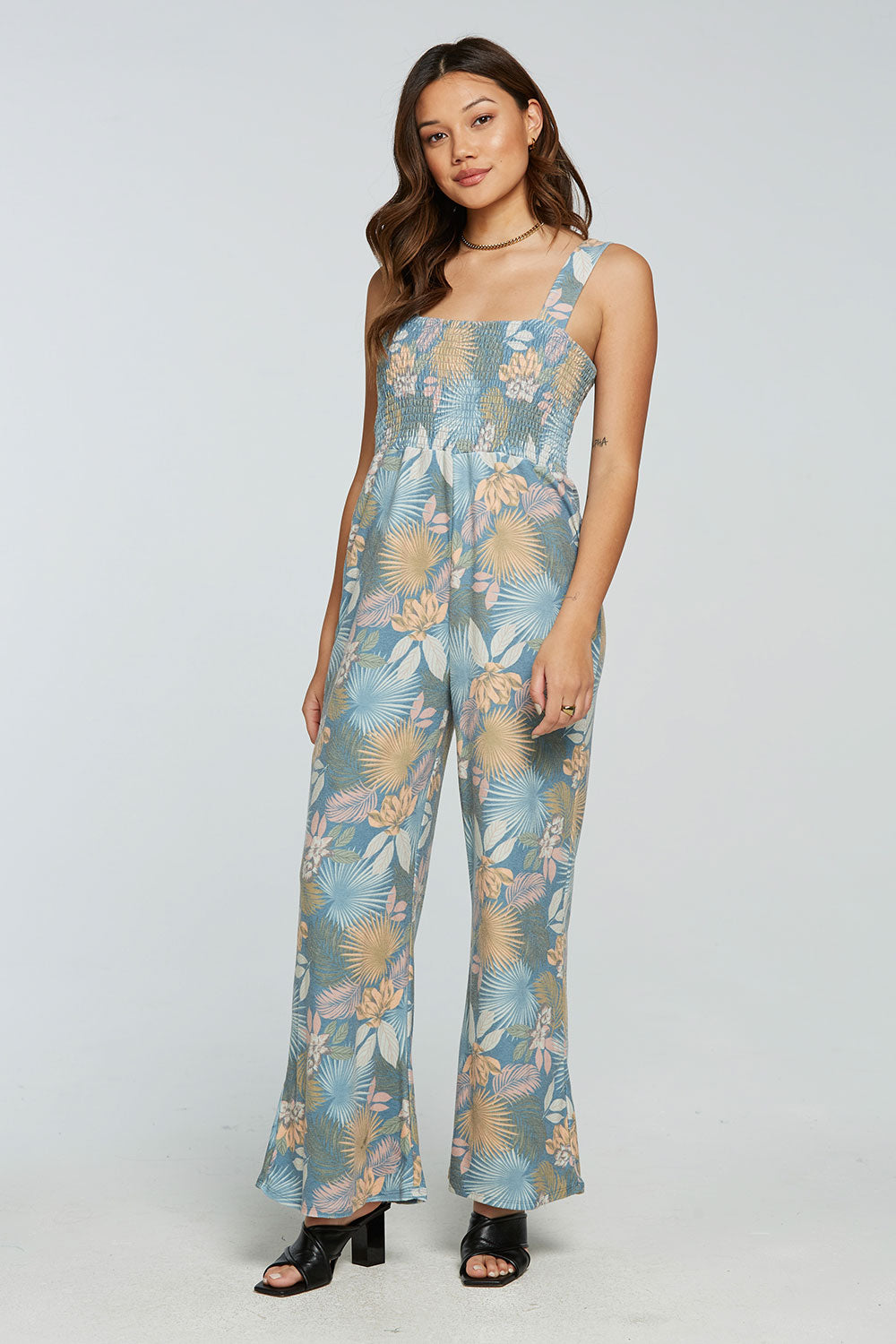 Terry Cloth Smocked Wide Leg Jumpsuit WOMENS - chaserbrand