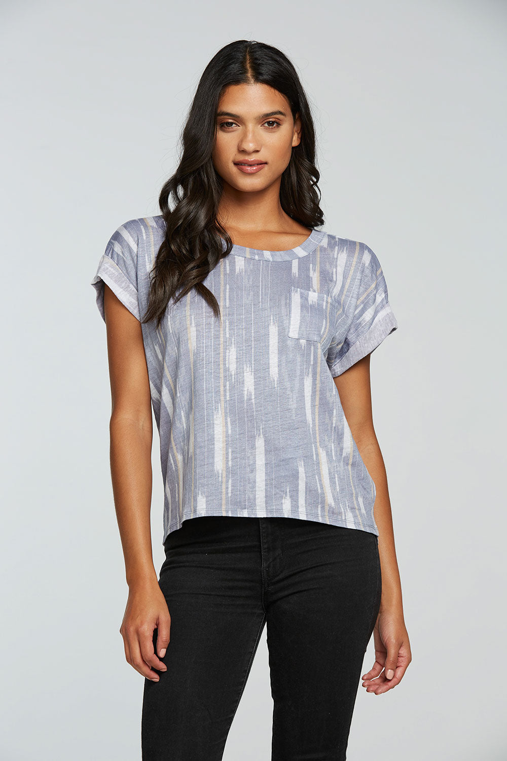 Linen Jersey Rolled Short Sleeve Hi Lo Pocket Tee WOMENS - chaserbrand